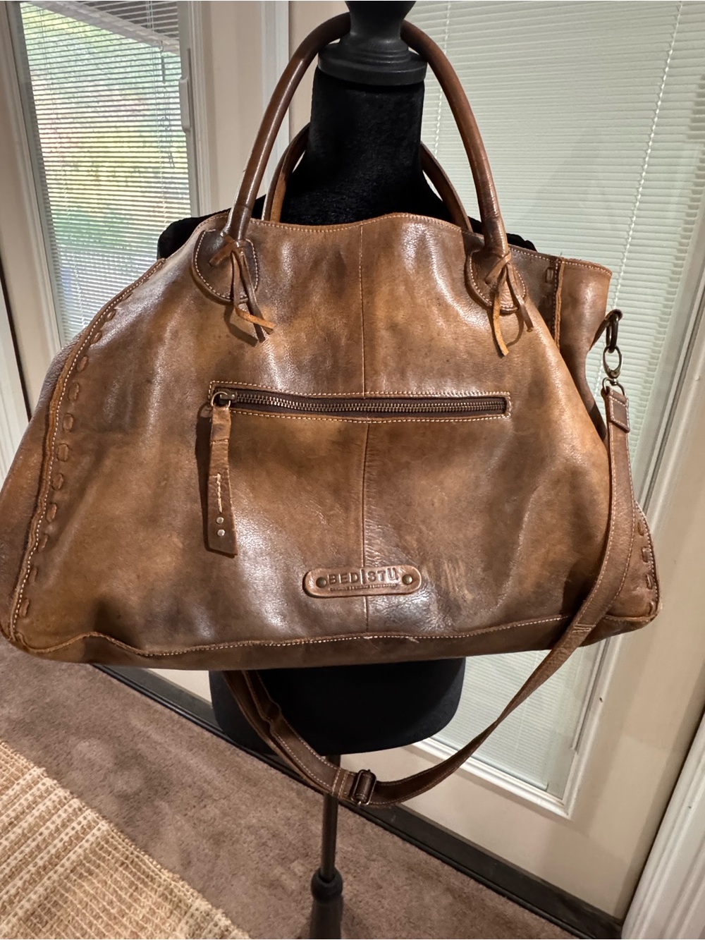 Bed Stu Distressed Brown Leather Shoulder Tote